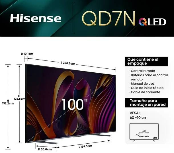 PANHSE1810_1_full Televisor Hisense 100QD7N, 100 pulgadas, QLED, QUANTUM DOT, 4K UHD, 3840 x 2160 Pixeles, GOOGLE SMART TV 6