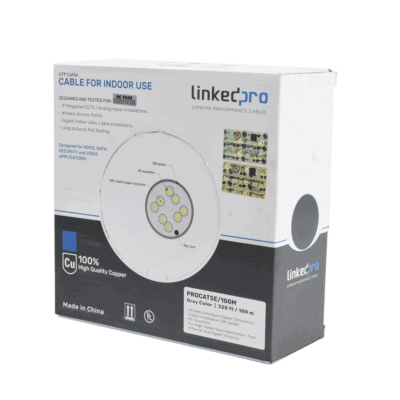 Cable Cat5e de Alto Rendimiento, con Certificaciones ETL, UL, Color Gris, de 100 Metros (328 Pies) para Aplicaciones en CCTV, Redes de Datos. Uso Interior.
