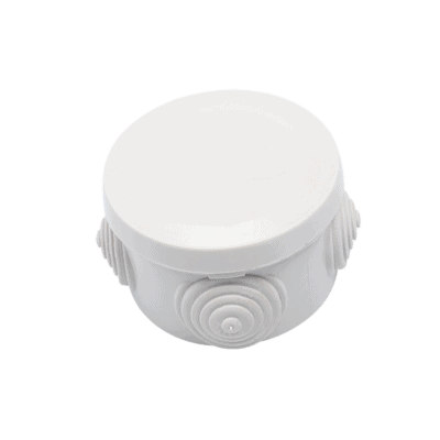 Caja Derivación-Conexión de Plástico Circular con 4 Glándulas de Goma (70 diámetro X 48 alto mm). Para Instalaciones Comerciales,  Residenciales e Industriales. Cerrado a Presión.