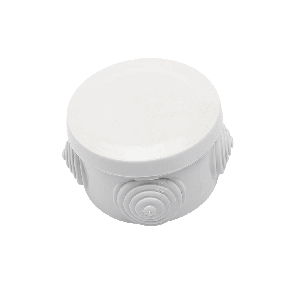 PSTC70ER-l Caja Derivación-Conexión de Plástico Circular con 4 Glándulas de Goma (70 diámetro X 48 alto mm). Para Instalaciones Comerciales, Residenciales e Industriales. Cerrado a Presión. PST-C70-ER 1