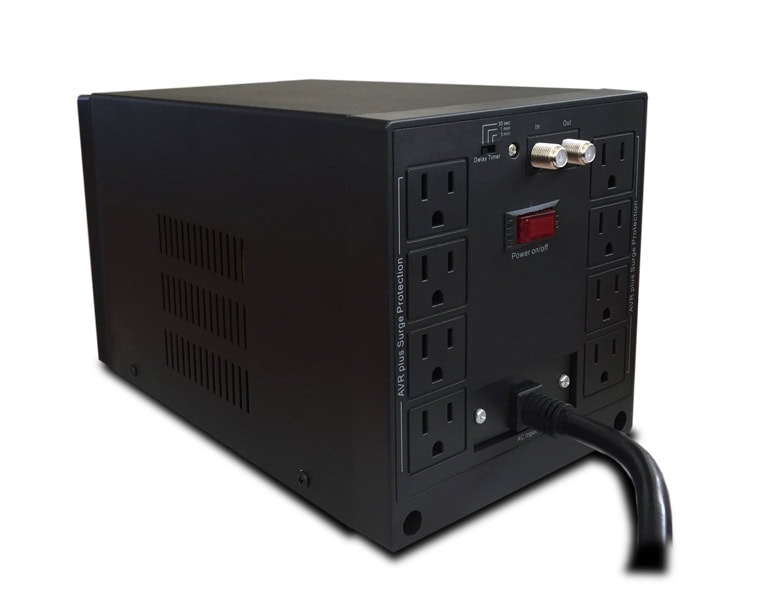 REGCDP1050_4_full Regulador de Voltaje CDP R-AVR2408 2400VA/1200W AVR Linea Blanca, 8 Salidas, 525 julios, Sistema de retardo de encendido, Protección Coaxial, 120 Vac. R-AVR2408 4