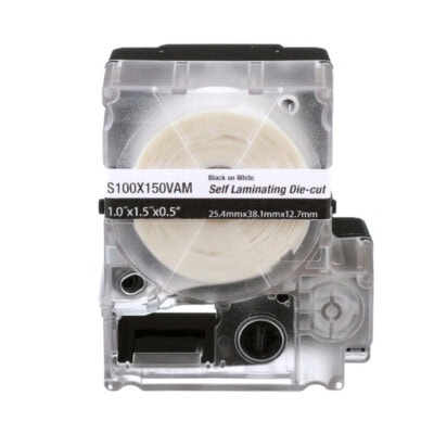 Casete de 175 Etiquetas Autolaminadas de 25.4 x 38.1 mm (1 x 1.5 pulgadas), para Cables de 4 a 8.1 mm (0.16 a 0.32 pulgadas) de Diámetro, Área de Impresión Color Blanco