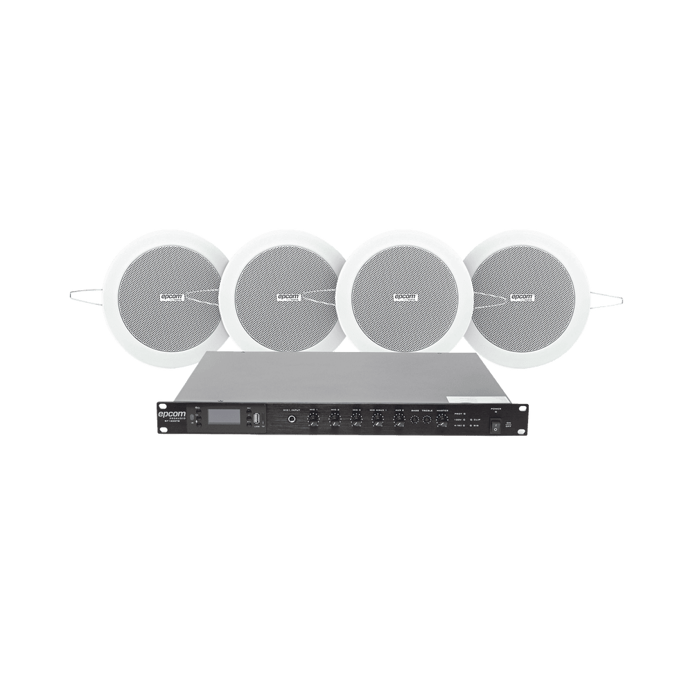 SF120DTB_4CS-l KIT de Amplificador de 120W para Rack | 4 Altavoces de Plafón de 4in | 3 - 6W | Sistema 70/100V SF120DTB/4CS 1