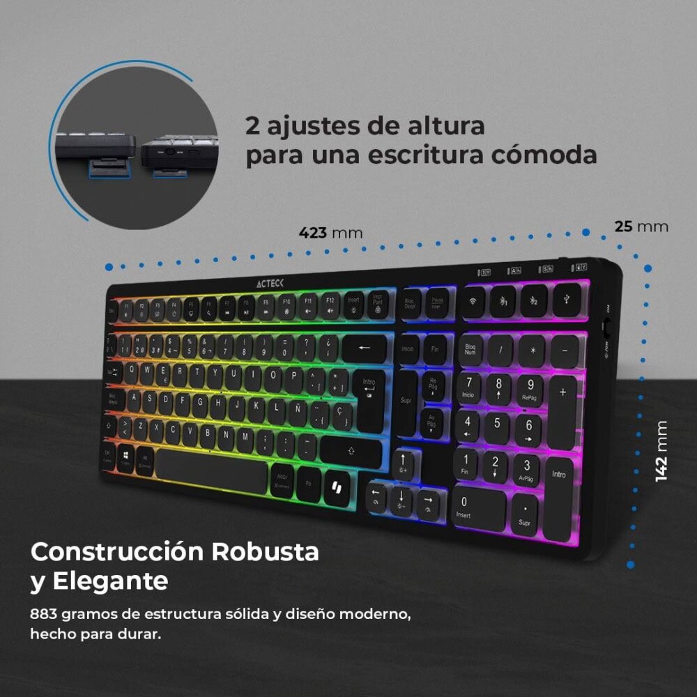 TECACT200_2_full Teclado Inalámbrico RGB Techno PRO TI790 Acteck Elite Series Iluminación RGB, Teclado Multidispositivo Inalámbrico, Dongle 2.4Mhz, Bluetooth 17