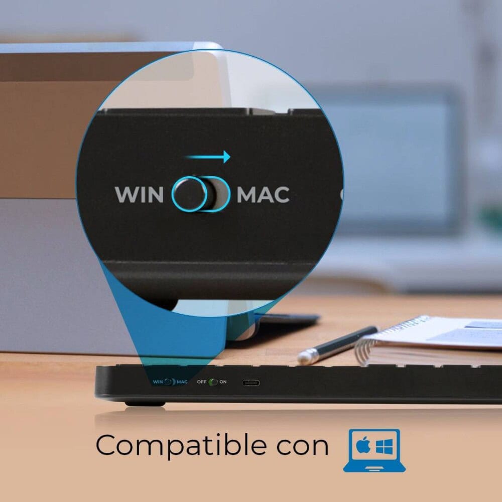Teclado Inalámbrico 2.4hz Inspire Krea TI750 Acteck Elite Series Teclado Inalámbrico Dongle 2.4Mhz, Rango 10m, Bluetooth 5.1, USB A- USB C, 3 Dispositivos AC-940092 4