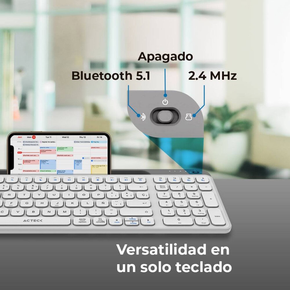 Teclado Inalámbrico Multidispositivos AC-940115 INSPIRE TREK TI747 Acteck Elite Series Bluetooth 5.1, Dongle 2.4 MHz AC-940115 2