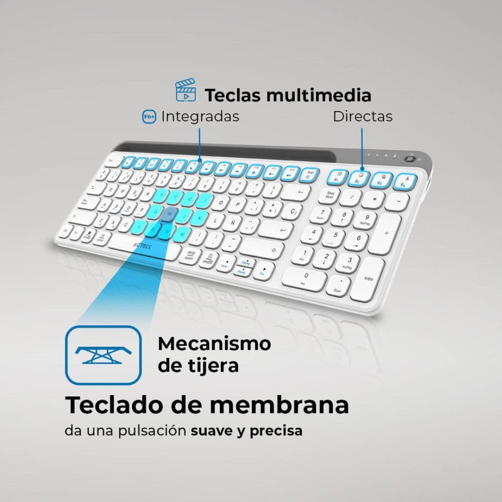 Teclado Inalámbrico Multidispositivos AC-940115 INSPIRE TREK TI747 Acteck Elite Series Bluetooth 5.1, Dongle 2.4 MHz AC-940115 3