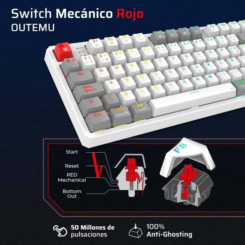 TECBLR170_2_full Teclado Gamer Inalámbrico LEVEL PRO GK990 Balam Rush Legend Series, Color Blanco/Gris. BR-940375 17