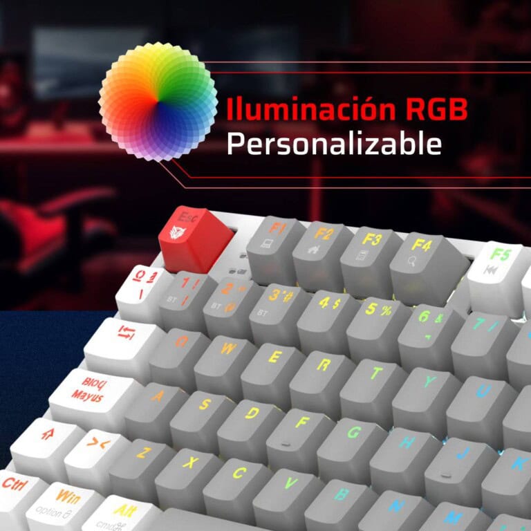 Teclado Gamer Inalámbrico LEVEL PRO GK990 Balam Rush Legend Series, Color Blanco/Gris. BR-940375 TECBLR170_3_full