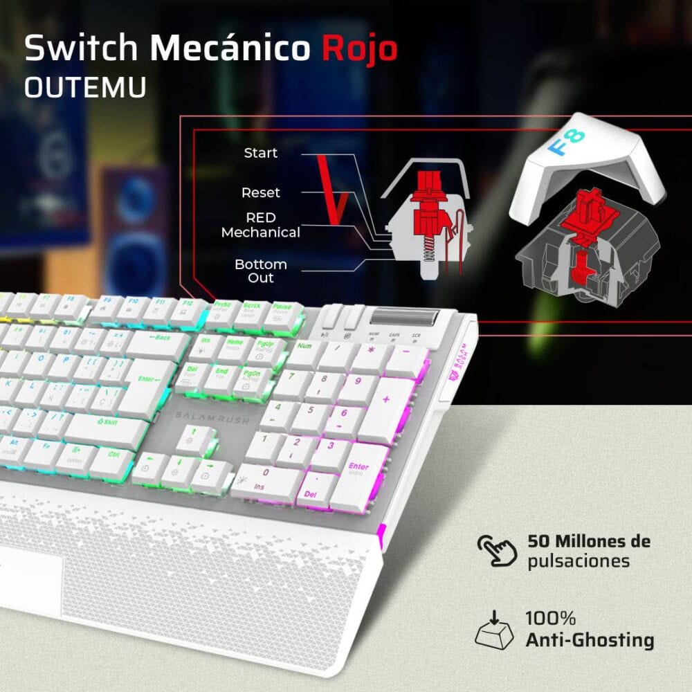 Teclado Gamer Inalámbrico DOMINATE EXPERT GK9791 Balam Rush Legend Series Conecta hasta 5 Dispositivos, Color Blanco, BR-940399 BR-940399 4