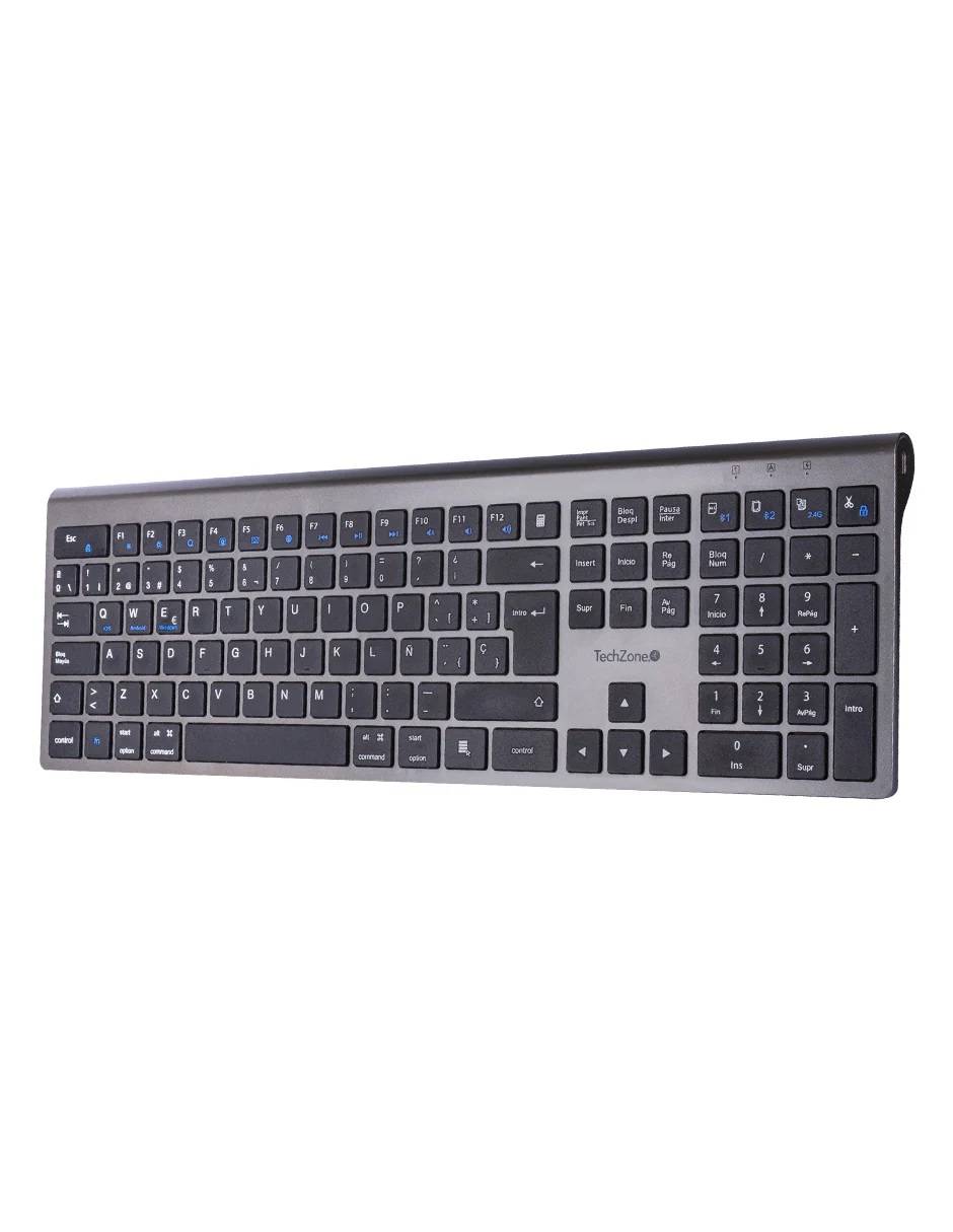 TECTCH120_2_full Teclado HEFESTOS recargable con conexión Bluetooth TECHZONE TZACTCB01 color plata, QWERTY. Compatibilidad: Windows, Android y MacOS. 5
