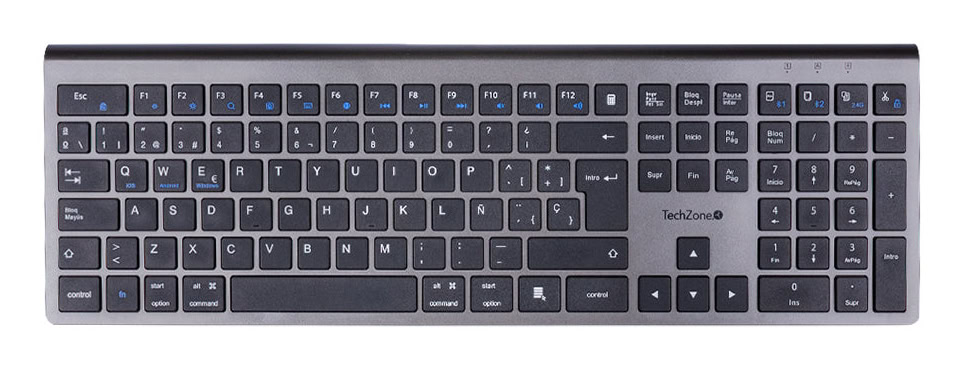 TECTCH120_3_full Teclado HEFESTOS recargable con conexión Bluetooth TECHZONE TZACTCB01 color plata, QWERTY. Compatibilidad: Windows, Android y MacOS. 6