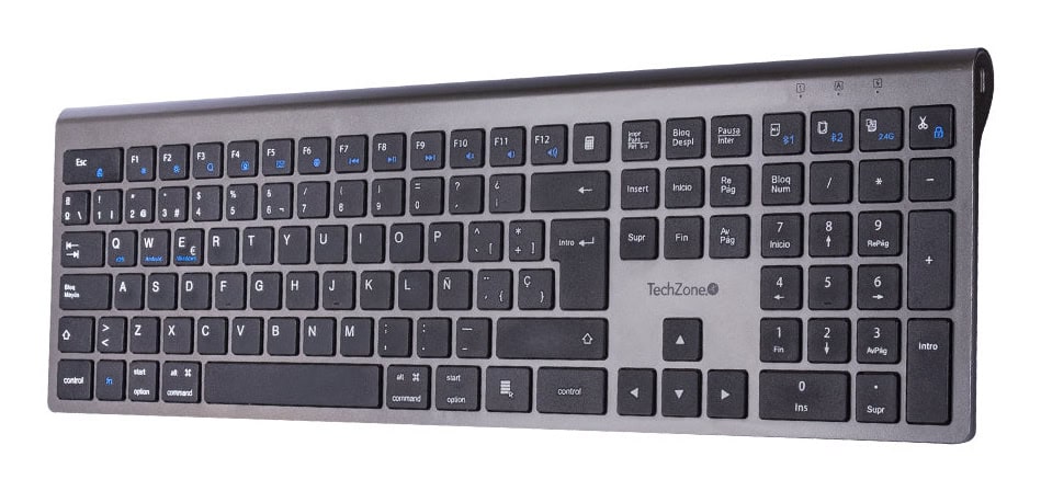 TECTCH120_4_full Teclado HEFESTOS recargable con conexión Bluetooth TECHZONE TZACTCB01 color plata, QWERTY. Compatibilidad: Windows, Android y MacOS. 7