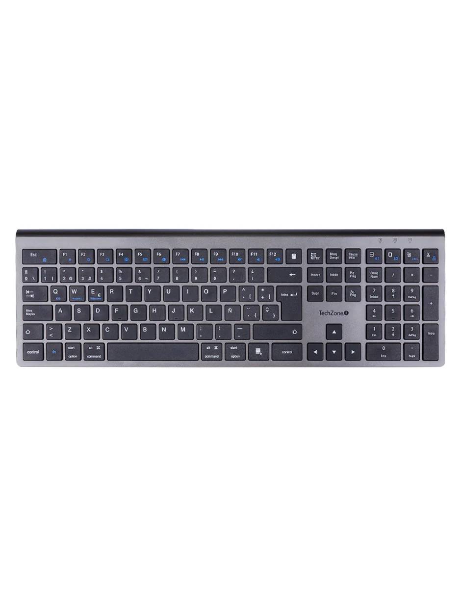 TECTCH120_full Teclado HEFESTOS recargable con conexión Bluetooth TECHZONE TZACTCB01 color plata, QWERTY. Compatibilidad: Windows, Android y MacOS. 3