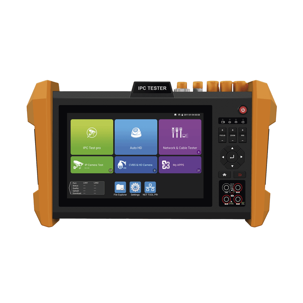 TPTURBO8KPLUS-l Tester Profesional Multifunción | Pantalla Táctil 7" | Láser Integrado | Cámara Integrada | Prueba IP/HD Coaxial | 4K/8K | H.265/H.265 | ONVIF | WiFi | Analizador de Cable | Medidor de Potencia Óptica y Red | TDR | TPTURBO8KPLUS 1