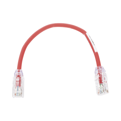 Cable de Parcheo UTP, Cat6A, Diámetro Reducido (28 AWG), CM/LSZH, Color Rojo, 20.3 cm (8 Pulgadas)