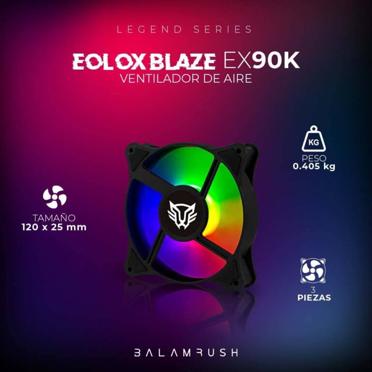 Kit 3 Ventiladores de 120mm ARGB Balam Rush Eolox Blaze EX90K: Velocidad: 1500 Rpm, Flujo de aire: 35.37 VENBLR230_1_full