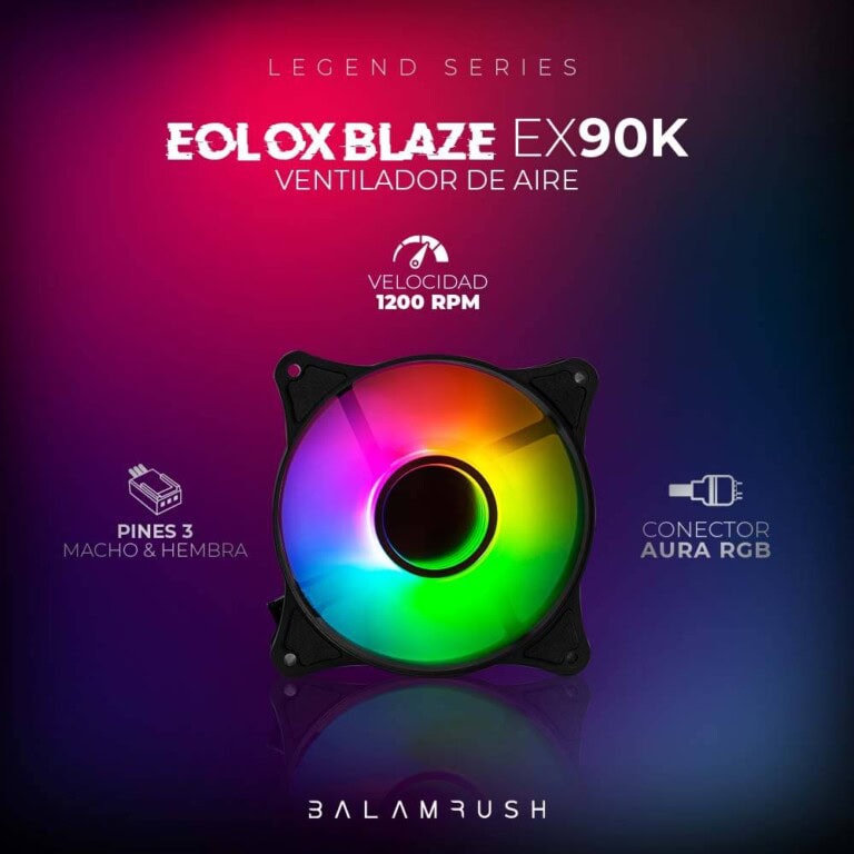 Kit 3 Ventiladores de 120mm ARGB Balam Rush Eolox Blaze EX90K: Velocidad: 1500 Rpm, Flujo de aire: 35.37 VENBLR230_2_full