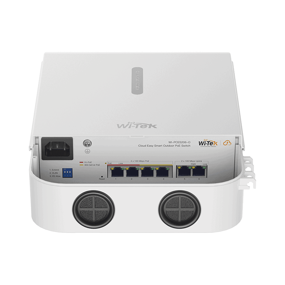 WIPCES206O-AD-4-l Switch PoE para exterior / Administración en la nube / Con 4 puertos 10/100 Mbsp PoE af/at / 2 Puertos Uplink 10/100 MBPS / Presupuesto 60 W / PoE hasta 250 metros / Soporta protocolo ONVIF WI-PCES206-O 7