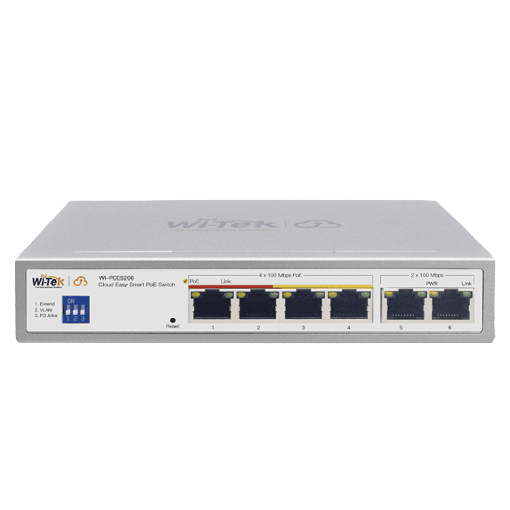 WIPCES206O-LAT-DER-l Switch PoE para exterior / Administración en la nube / Con 4 puertos 10/100 Mbsp PoE af/at / 2 Puertos Uplink 10/100 MBPS / Presupuesto 60 W / PoE hasta 250 metros / Soporta protocolo ONVIF WI-PCES206-O 3