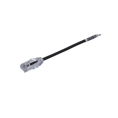 Cable de Parcheo UTP Cat6A, CM/LSZH, Diámetro Reducido (28AWG), Color Negro, 0.5 Metros (1.64 Pies)