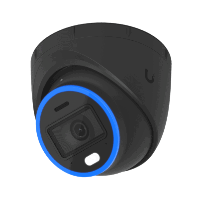 Cámara UniFi Protect Turret AI Negra / 4K(8MP) / Ángulo ultra-ancho 109.9 / Visión Nocturna IR 40 m / AI Avanzado: Reconocimiento de Rostros y Matrículas / LED p/color en la noche / Micrófono 2 vías / ranura Micro