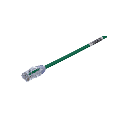 Cable de Parcheo UTP Cat6A, CM/LSZH, Diámetro Reducido (28AWG), Color Verde, 3.05 Metros (10 Pies)