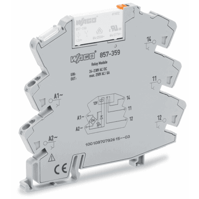 Módulo con Relé / 24-230V AC/DC / 1 Inversor / 6A Corriente Permanente / Push-in CAGE CLAMP® / LED Indicador / IP20 / Carril DIN-35