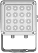 Lampara IR de Luz Continua / 16 Lámparas LED / Distancia Efectiva 16 a 25 metros / Cobertura 40° / Exterior IP66