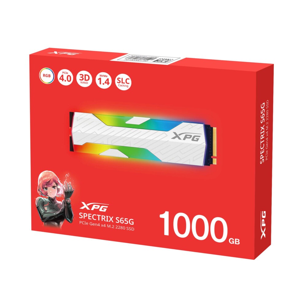 Unidad de Estado Sólido ADATA XPG SPECTRIX S65G, 1TB, M.2 PCIe GEN4X4 (NVMe) , 2280 (Lec/esc 6,000/4,000MB/s). SSPECTRIXS65G-1000G-CI SSPECTRIXS65G-1000G-CI 5