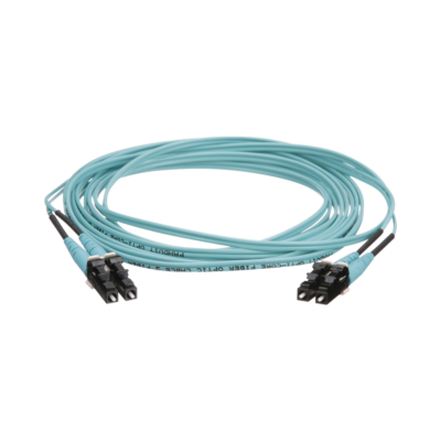 Jumper de Fibra Óptica Multimodo 50/125 OM4, LC-LC Duplex, OFNR (Riser), Color Aqua, 7 Metros (22.97 Pies)