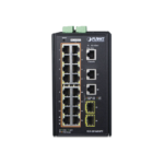 Switch Industrial Administrable 16 puertos 10/100/1000 T 802.3at PoE + 2 Puertos 10/100/1000 T + 2 puertos 100/1000 X SFP IGS20160HPT-FRENTE-l
