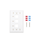 Placa de Pared, de 3 Puertos, Keystone, con Espacio para Etiqueta - Color Blanco LPFP23-l