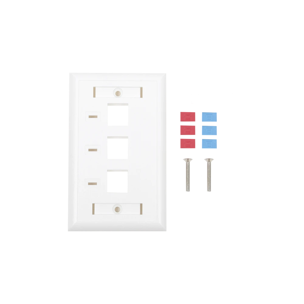 LPFP23-l Placa de Pared, de 3 Puertos, Keystone, con Espacio para Etiqueta - Color Blanco LP-FP-23 1