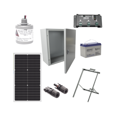 Kit Solar de 12 Vcc para alimentar energizador de cerca electrificada. Instalación de panel en poste.