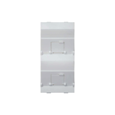 (S80BMD64/9) Placa Voz y Datos Inclinada con Guardapolvo y Adaptador Doble para RJ45 Keystone