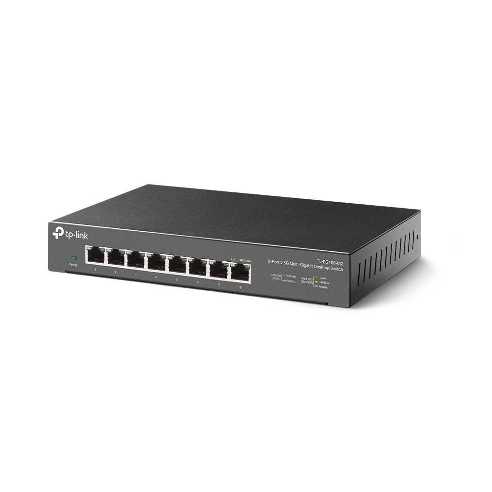 TLSG108M2-LAT-IZQ-l Switch Gigabit no administrable de 8 puertos 100 Mbps/ 1 Gbps/ 2.5 Gbps ideal para WiFi 6 TL-SG108-M2 3