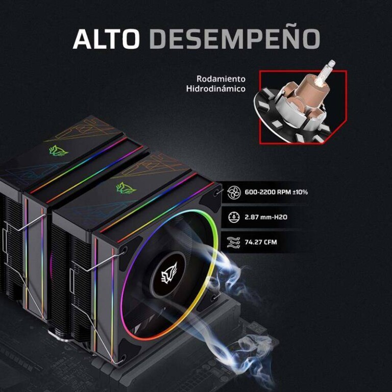 Enfriamiento de Aire BAMLAM RUSH HELIUX PRO HEX50 Sistema de enfriamiento de Aire, Disipador de aire, Iluminación ARGB VENBLR770_2_full