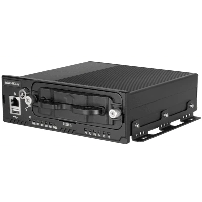 NVR Móvil de 8 Canales / 5 Megapixel / 4 Puertos PoE + 4 Vía Switch / 2 Bahías de HDD / Incluye Modulo GPS / Conector M12