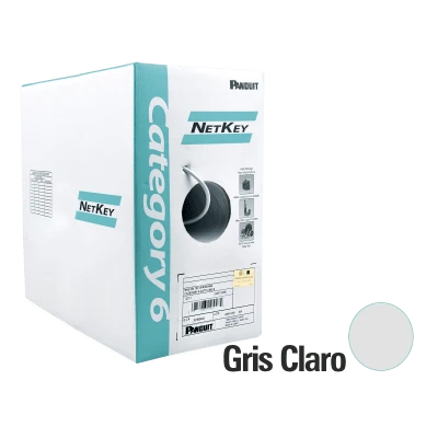 Bobina de Cable UTP 305 Metros (1000 Pies) de Cobre, NetKey, Gris Claro, Categoría 5e (24 AWG), PVC (CM), de 4 Pares