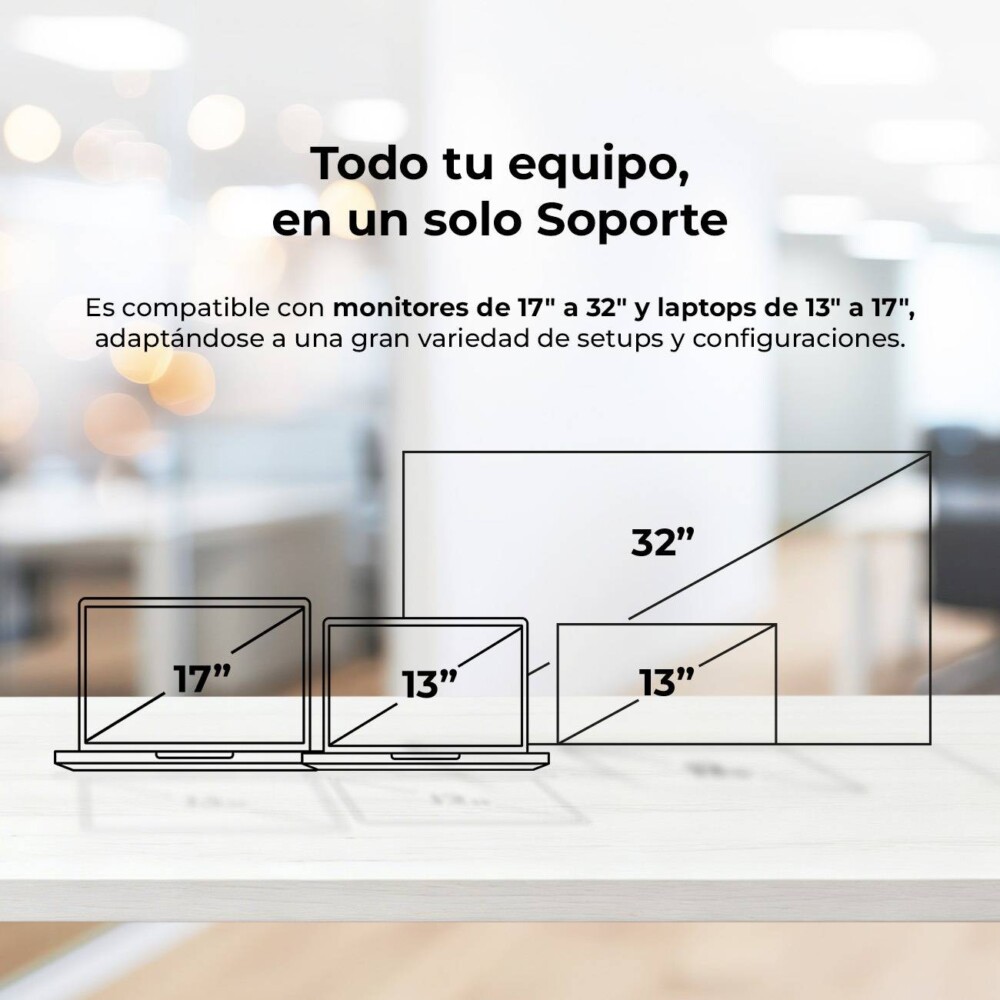 Soporte 2 en 1 ENFORCE MOTION SM729 ACTECK Soporte para Monitor y Laptop 2 en 1 para Escritorio con C-Clamp 10
