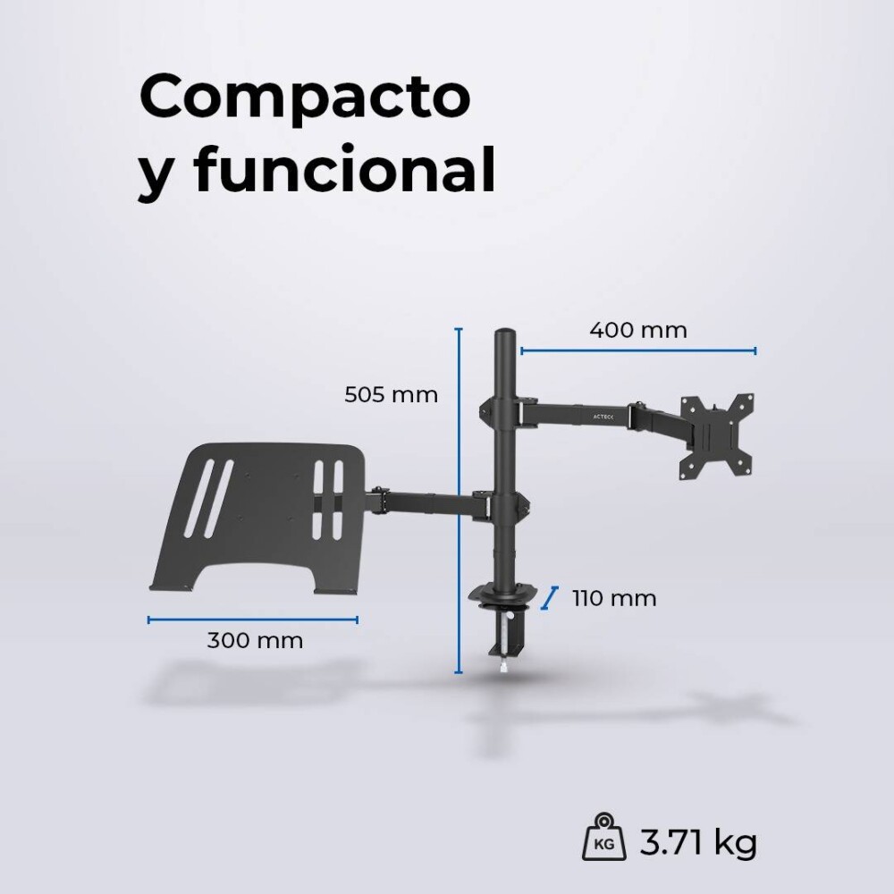 Soporte Doble Para Monitor/Laptop ENFORCE ZONE SM525 ACTECK Soporte Doble Articulado para Monitor/Laptop con Altura Ajustable con C-Clamp 3