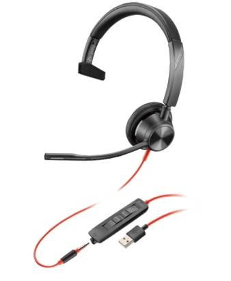 HP Poly Auriculares USB-A Poly Blackwire 3315, USB-A ,Monoaural