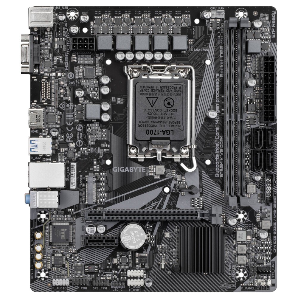 TARJETA MADRE GIGABYTE Micro ATX B760M K V2 DDR4, 64 GB DDR4 S-1700, Para intel B760M K V2 DDR4 2