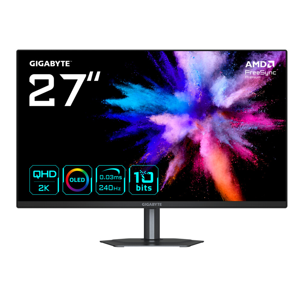 MONITOR GAMER GIGABYTE GO27Q24, 27 PULGADAS, OLED QD, PLANO, BLANCO, 2560 x 1440 (QHD),  2 HDMI, DISPLAYPORT, USB, USB-C GO27Q24 1