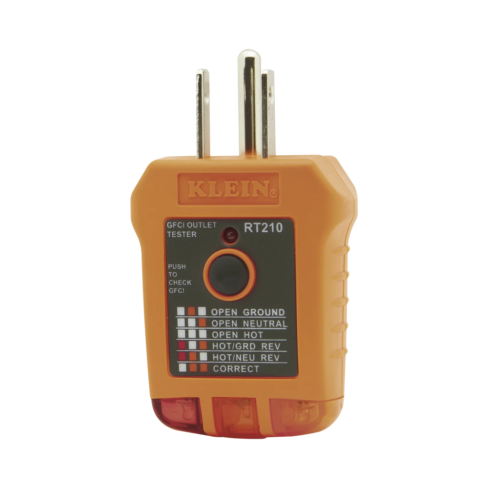 RT210-l Probador de Tomacorrientes Estándar y Tomacorrientes con Interruptor de Falla a Tierra (GFCI). RT-210 1