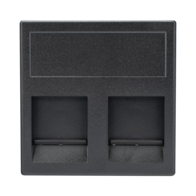 Módulo Color Negro con 2 Espacios para Jack Keystone con Guardapolvo para las Cajas de Escritorio Ofiblock y Teleblock / (KB76/14)