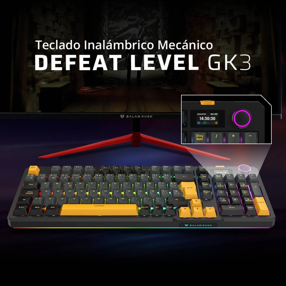 Teclado Gamer Inalámbrico DEFEAT LEVEL GK3 Balam Rush Pantalla Inteligente IPS 1.14 pulgadas BR-942492 3