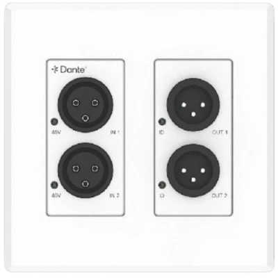 Extensor de Audio Analógico XLR a Dante® | 2 Entradas y 2 Salidas | Conversión Digital de Audio | PoE IEEE 802.3af | Phantom Power 48V | Latencia Configurable 1-5ms | Rango Dinámico >90dB