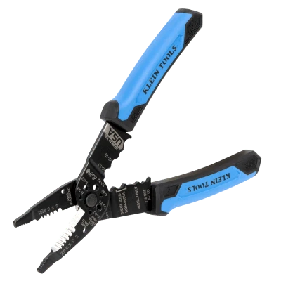 Pinzas Pelacables Multiuso / Pela Cables Sólidos 10-20 AWG y Trenzados 12-22 AWG / Capacidad Ponchado Terminales 10-22 AWG / Corte Tornillos 4-40 a 10-32 / Acero Óxido Negro / Mangos TPE Ergonómicos